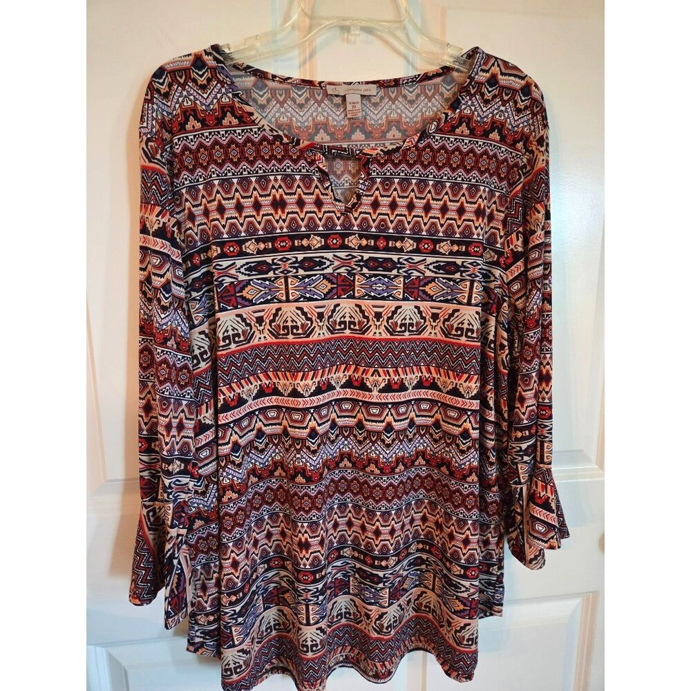DB Women's South West Aztec Tunic/top/shirt red/brown plus size 2XL